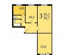 3-к. квартира, 58,2 м², 2/9 эт.