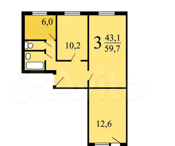 3-к. квартира, 58,2 м², 2/9 эт.