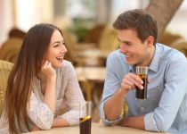 Couple or friends talking in a restaurant